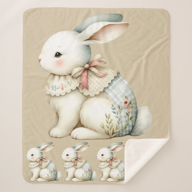 Cottagecore Bunny Charm Baby Blanket (Front)