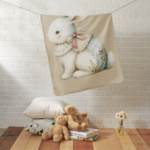 Cottagecore Bunny Charm Baby Blanket