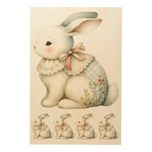 Cottagecore Bunny Charm Baby Blanket Wood Wall Art