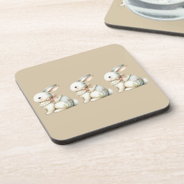 Cottagecore Bunny Charm Beverage Coaster (Left Side)