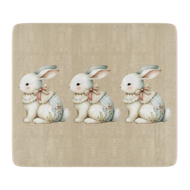 Cottagecore Bunny Charm Cutting Board (Front)