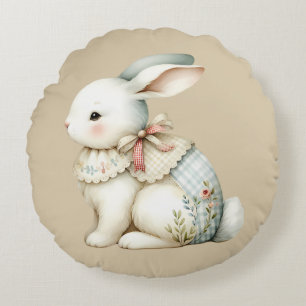 Cottagecore Bunny Charm Round Pillow