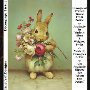 Cottagecore Bunny & Garden Flowers FB7L Decoupage Tissue Paper