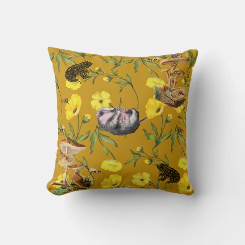 Cottagecore Buttercup Badger and Bullfrog Pillow