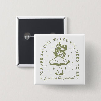 Cottagecore butterfly mushroom aesthetic quotes button
