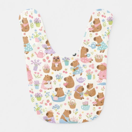 Cottagecore Capybara Baby Bib