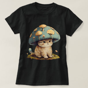 Cottagecore Cat Mushroom Hat Aesthetic Kawaii T-Shirt