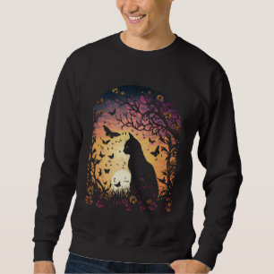 Cottagecore Cat Sunset Butterflies Flowers Garden  Sweatshirt