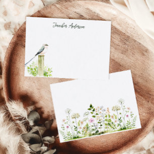 Cottagecore Chateau Floral Bird Personalized Note Card