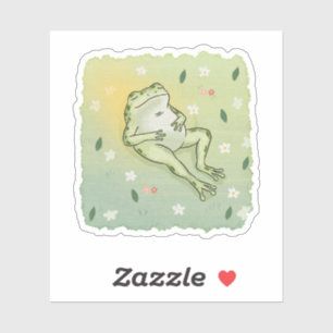 Cottagecore Chilled Out Frog Illustration Sticker