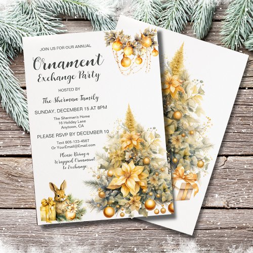 Cottagecore Christmas Ornament Exchange Party Invitation