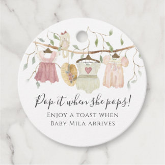 Cottagecore Clothes Pink Dress Girl Baby Shower Favor Tags