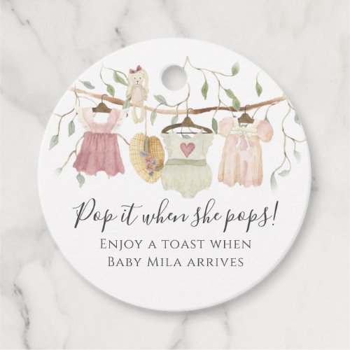 Cottagecore Clothes Pink Dress Girl Baby Shower Favor Tags