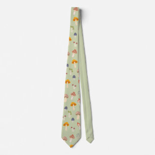 Cottagecore Colorful Mushrooms Pattern Neck Tie