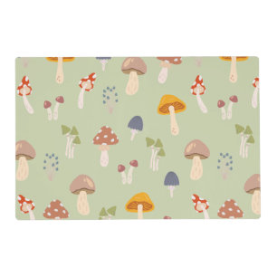 Cottagecore Colorful Mushrooms Pattern Placemat