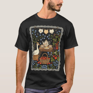 Cottagecore Coquette Goose Tea Party Gardening T-Shirt