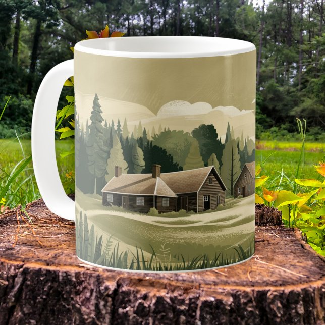 Cottagecore countryside cottages, farms, meadows coffee mug (Creator Uploaded)