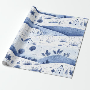 Cottagecore Countryside Toile Pattern Wrapping Paper