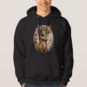 Cottagecore Cute Baby Dragon Floral Fantasy Pet Fl Hoodie
