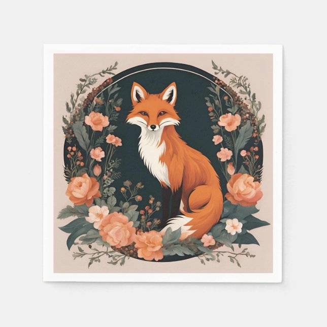 Cottagecore  Cute Fox Napkins (Front)