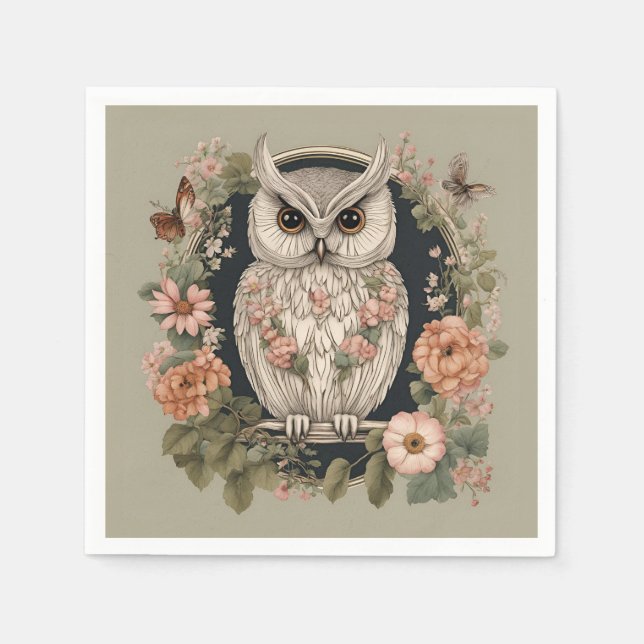 Cottagecore Cute Owl Napkins (Front)