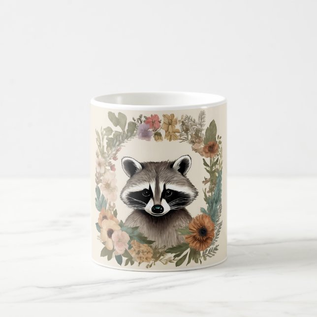 Cottagecore Cute Raccoon Coffee Mug (Center)