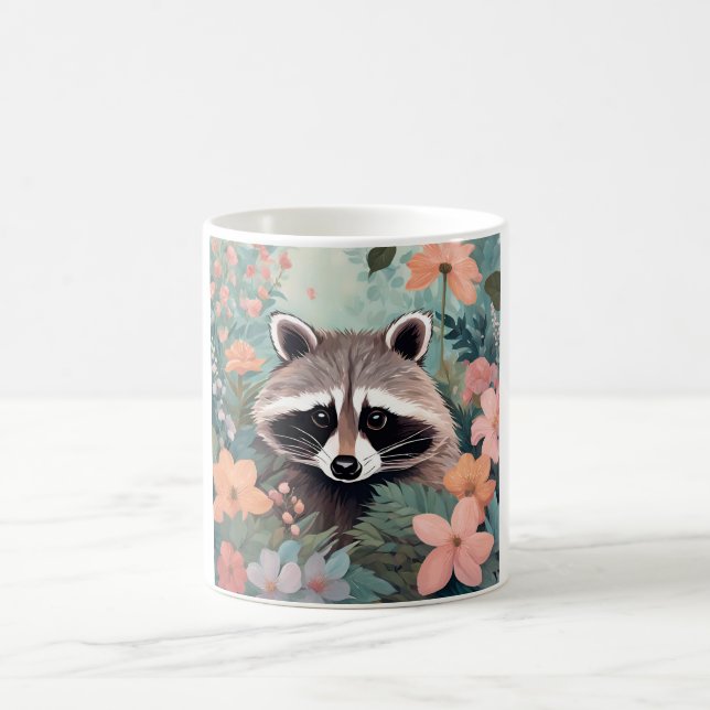 Cottagecore Cute Raccoon Coffee Mug (Center)