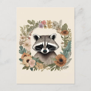 Cottagecore Cute Raccoon Postcard
