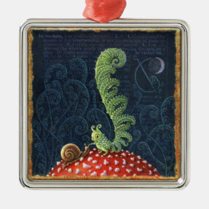 Cottagecore decor, Involute. Cute mushroom art Metal Ornament