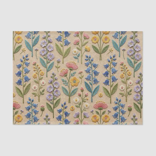 Cottagecore Decoupage | Embroidery Wildflowers Tissue Paper