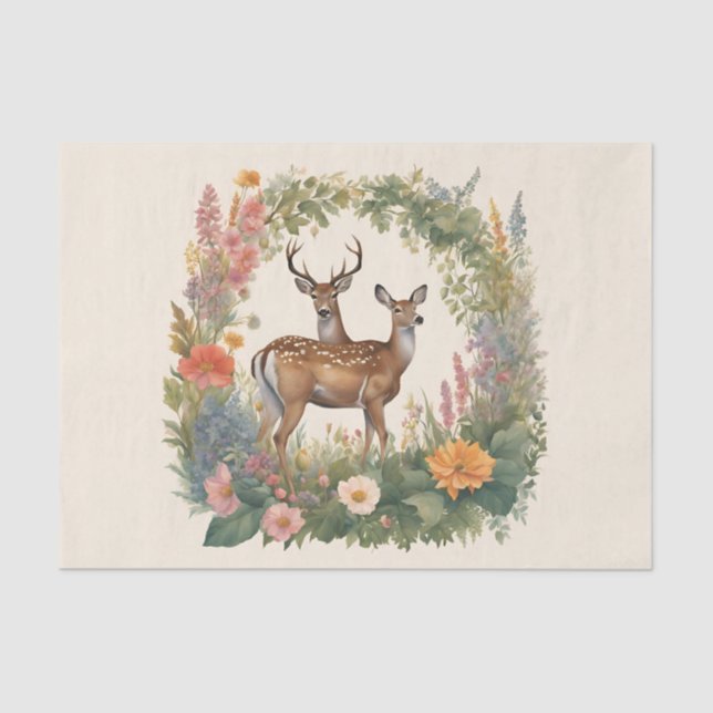 Cottagecore Deer Decoupage Tissue Paper (Front)