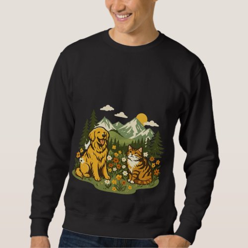 Cottagecore Dog and Cat Best Friends Wildflower Sweatshirt