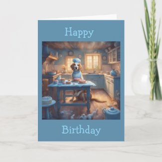 Cottagecore Dog Baking in Kitchen Birthday