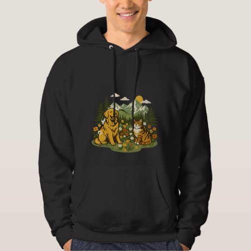 Cottagecore Dog Cat Best Friends Wildflower Hoodie