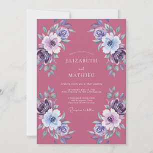 Cottagecore Dusty Berry Peony Wedding Invitation