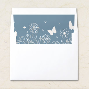 Cottagecore Dusty Blue Floral Bridal Shower Envelope Liner