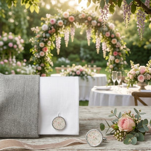Cottagecore Dusty Rose Sage Green Floral Garden Cufflinks