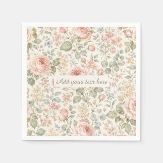 Cottagecore Dusty Rose Sage Green Floral Garden Napkins