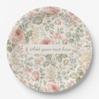 Cottagecore Dusty Rose Sage Green Floral Garden Paper Plates