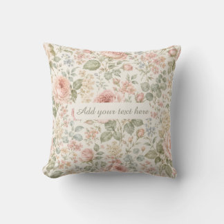 Cottagecore Dusty Rose Sage Green Floral Garden Throw Pillow