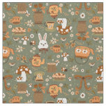 cottagecore easter bunny rabbit green fabric