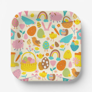 cottagecore easter chicken garden bird eggs paper plates