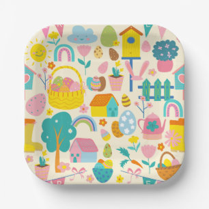 cottagecore easter garden cottage birdhouse paper plates