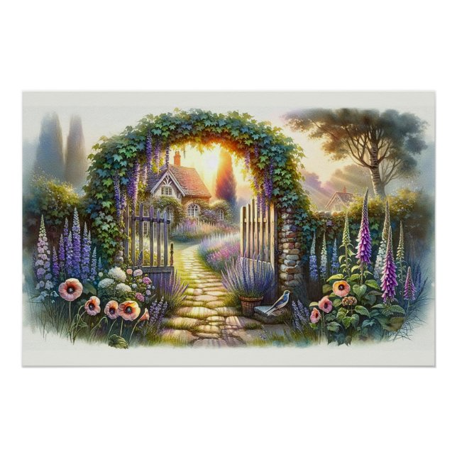 Cottagecore Enchanted Garden Pathway Poster (Front)