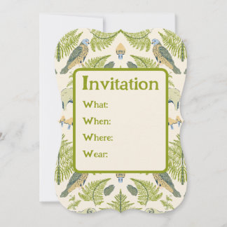 Cottagecore Esthetic Green British Wildlife Invitation