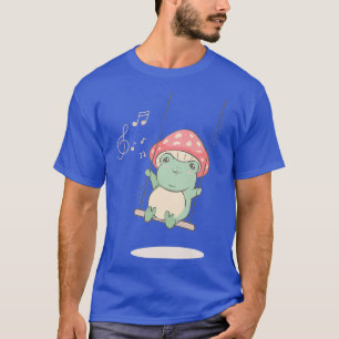 Cottagecore Esthetic Kawaii Frog Sakura Cherry Bl T-Shirt
