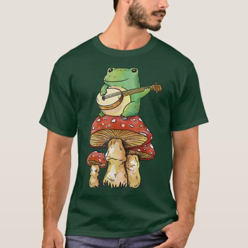 cottagecore fairy grunge frog on mushrooms mens wo T_Shirt