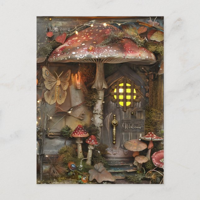 Cottagecore Fairy Moth Welcome  Postcard (Front)