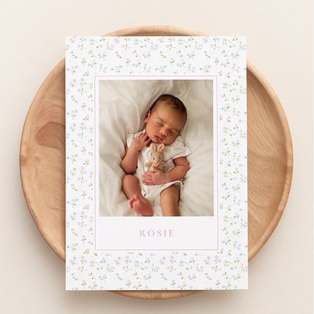 Cottagecore floral baby birth announcement card (Creator Uploaded)