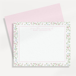 Cottagecore  Floral Baby Nursery Stationery Card 